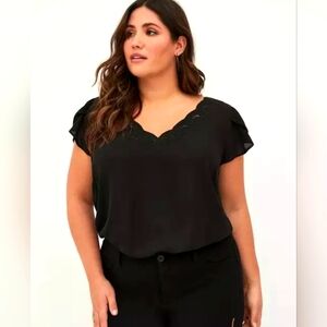 Torrid Georgette Embroidered Tulip Sleeve Blouse Size 1X